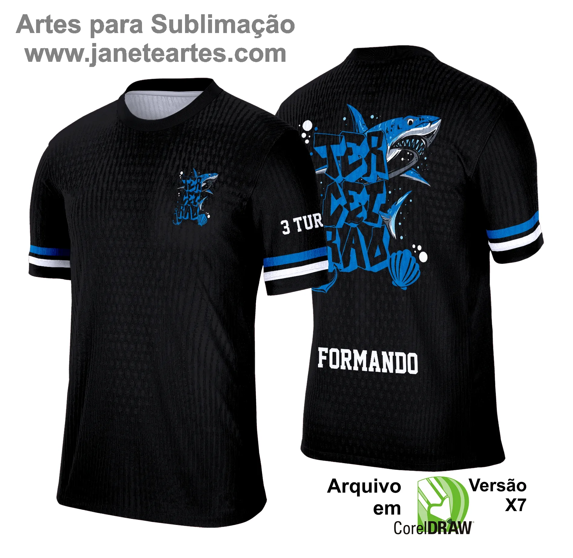 Arte Vetor - Camisa Formandos Terceirão Tubarão Azul 2