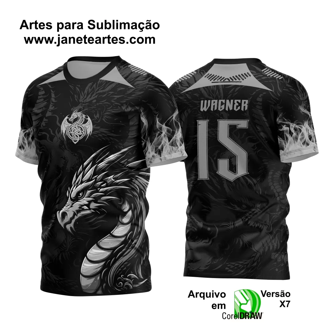 Arte Vetor Camisa INTERCLASSE Dragão Negro 2024 - 2025