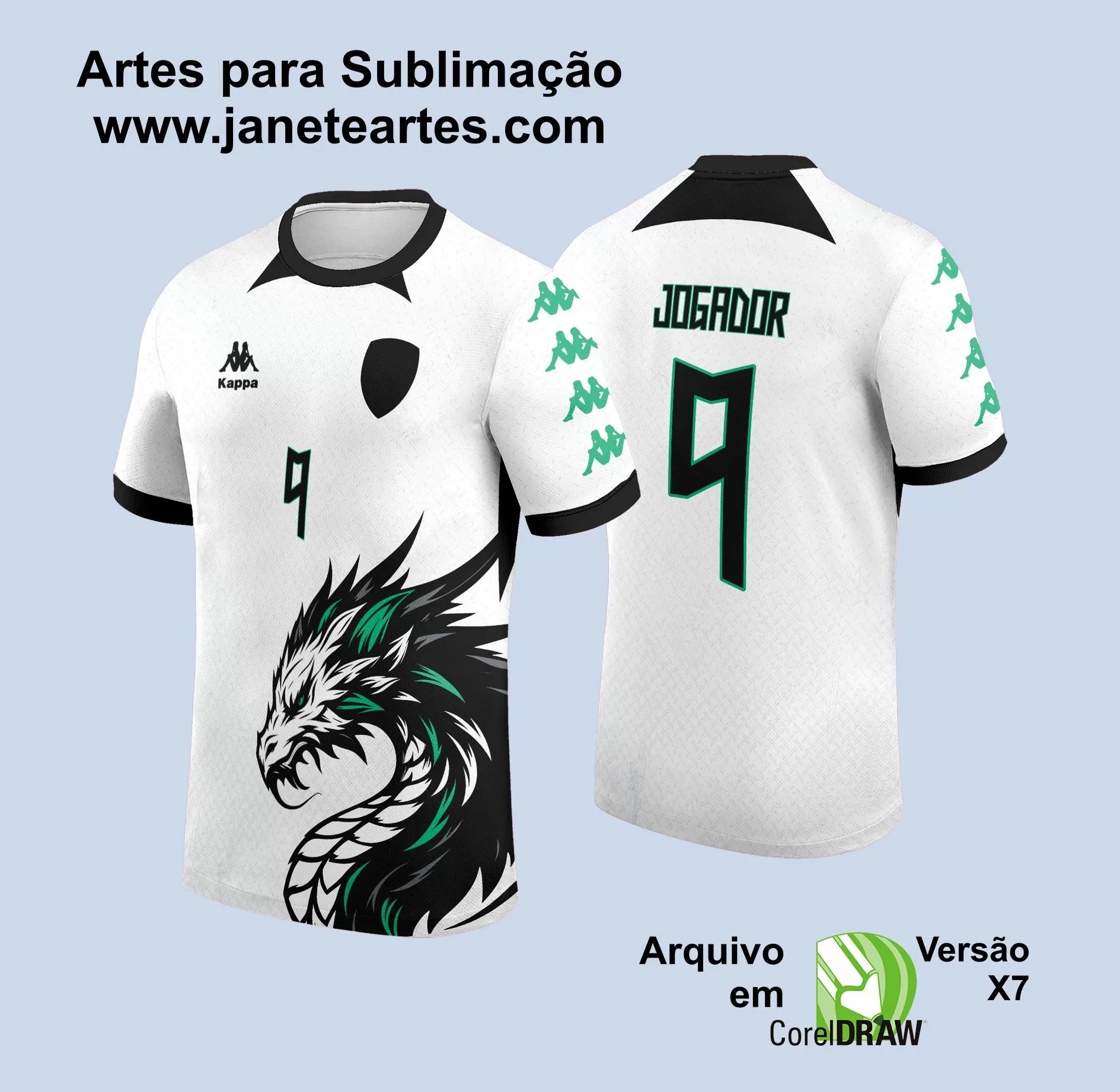 Arte Vetor Camisa InterClasse 2024 Dragão Branco com Verde