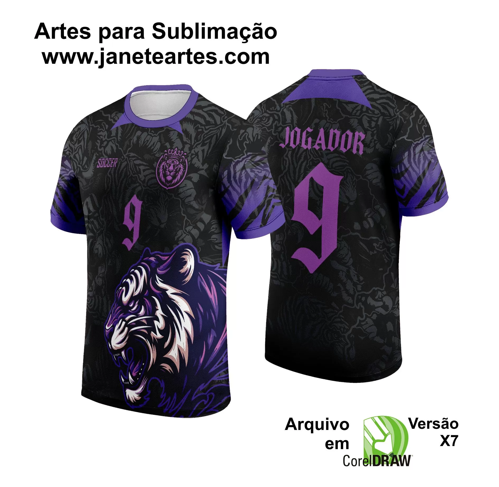 Arte Vetor Camisa InterClasse 2024 Tigre Preto com Roxo