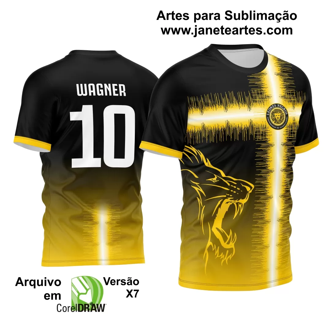 Arte Vetor Camisa Interclasse Leão 2024 Amarelo Ouro