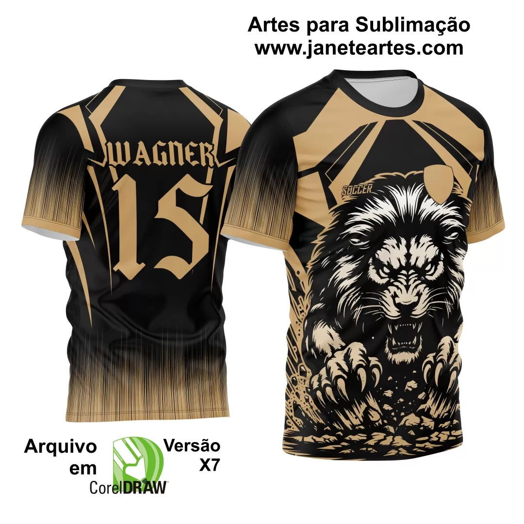 Arte Vetor Camisa Interclasse Leão 2024 Dourado