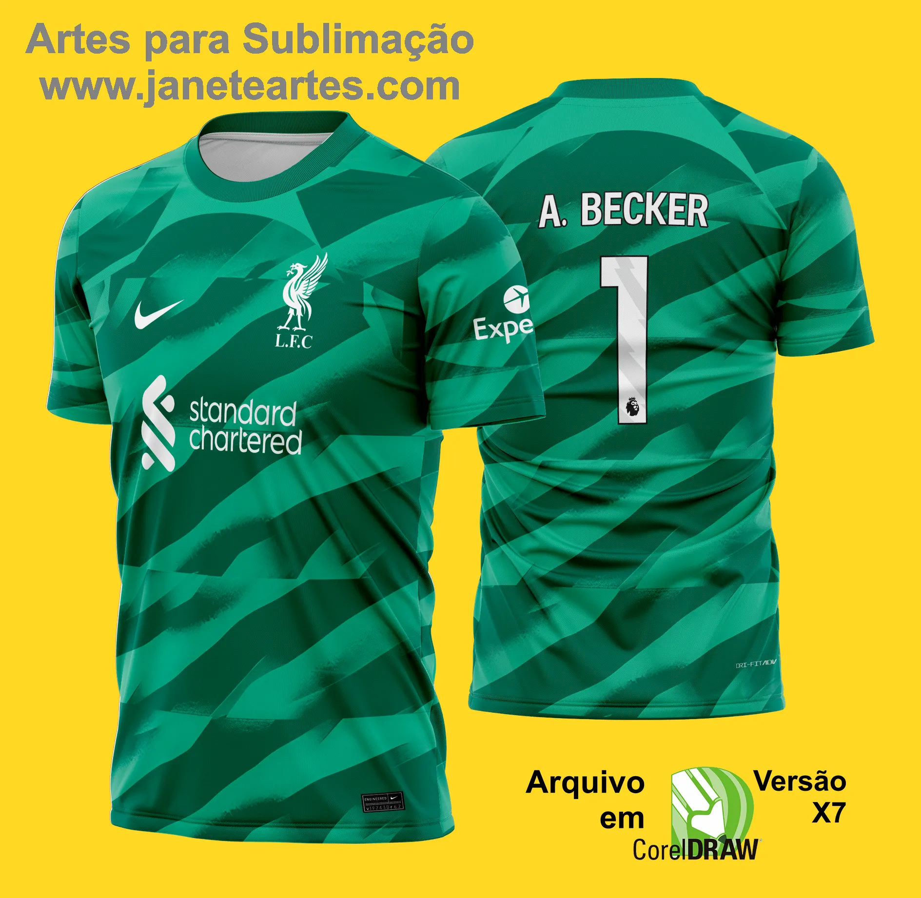 Arte Vetor Camisa Liverpool Goleiro I 2023 - 2024