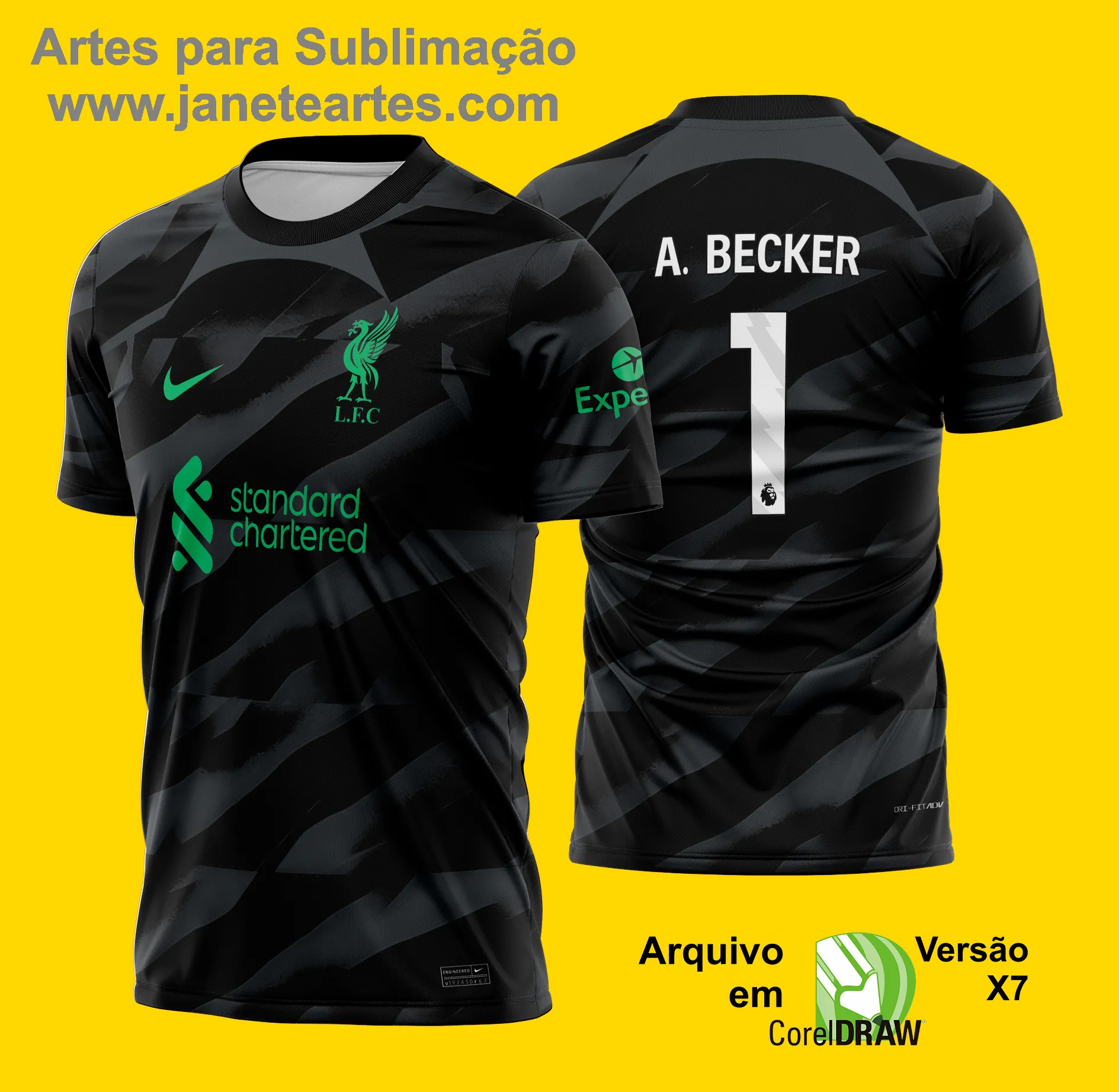 Arte Vetor Camisa Liverpool Goleiro I 2023 - 2024