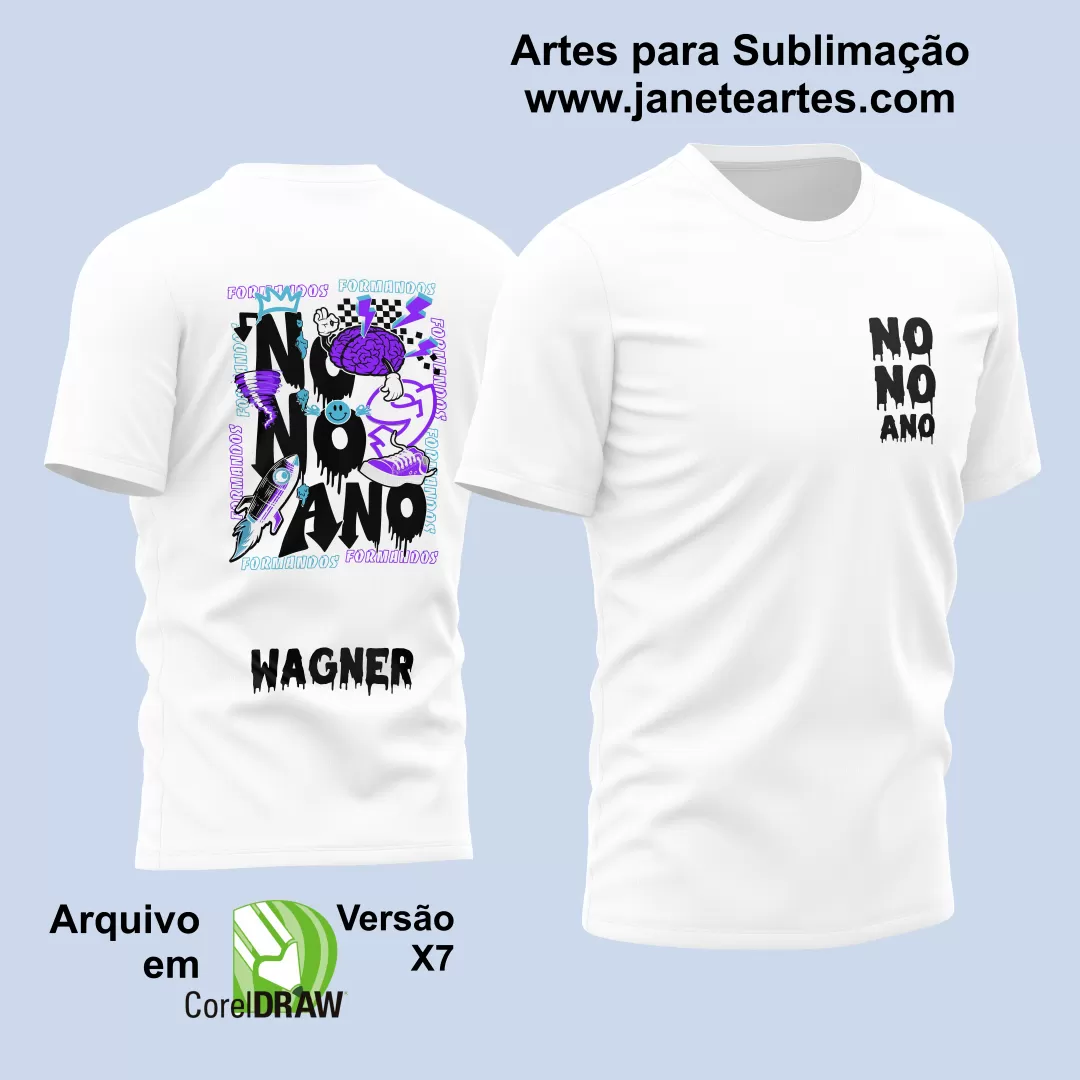 Arte Vetor Camisa Nono Ano 2024 Foguete - Branca