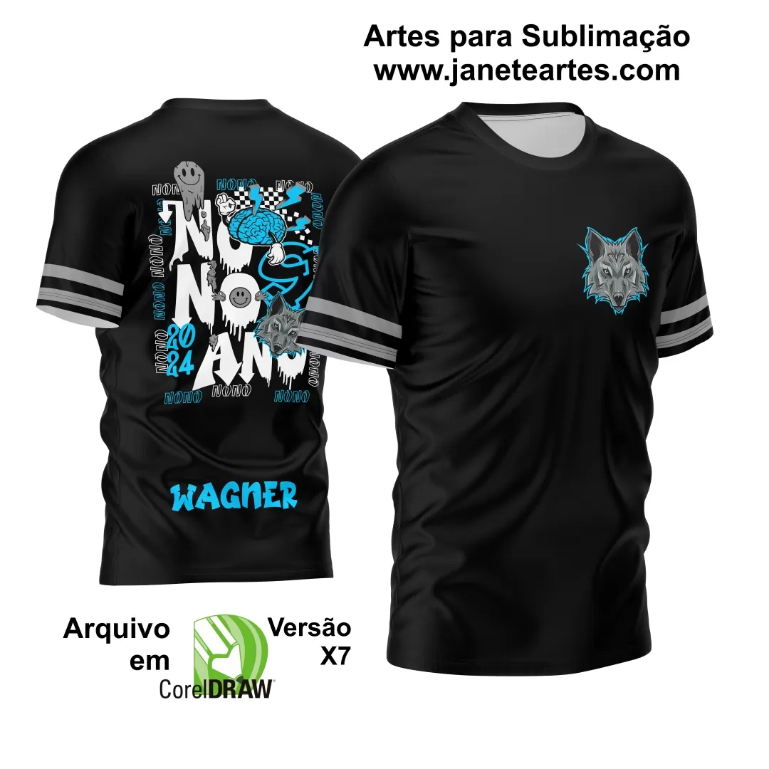 Arte Vetor Camisa Nono Ano 2024 Lobo Cinza