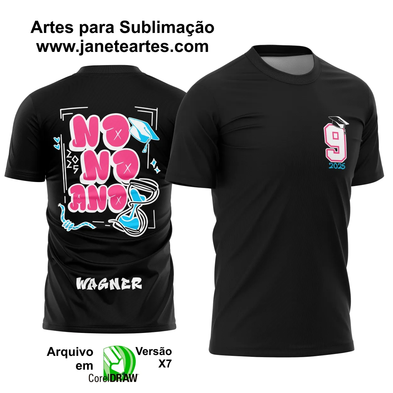 Arte Vetor Camisa Nono Ano 2025 Ampulheta