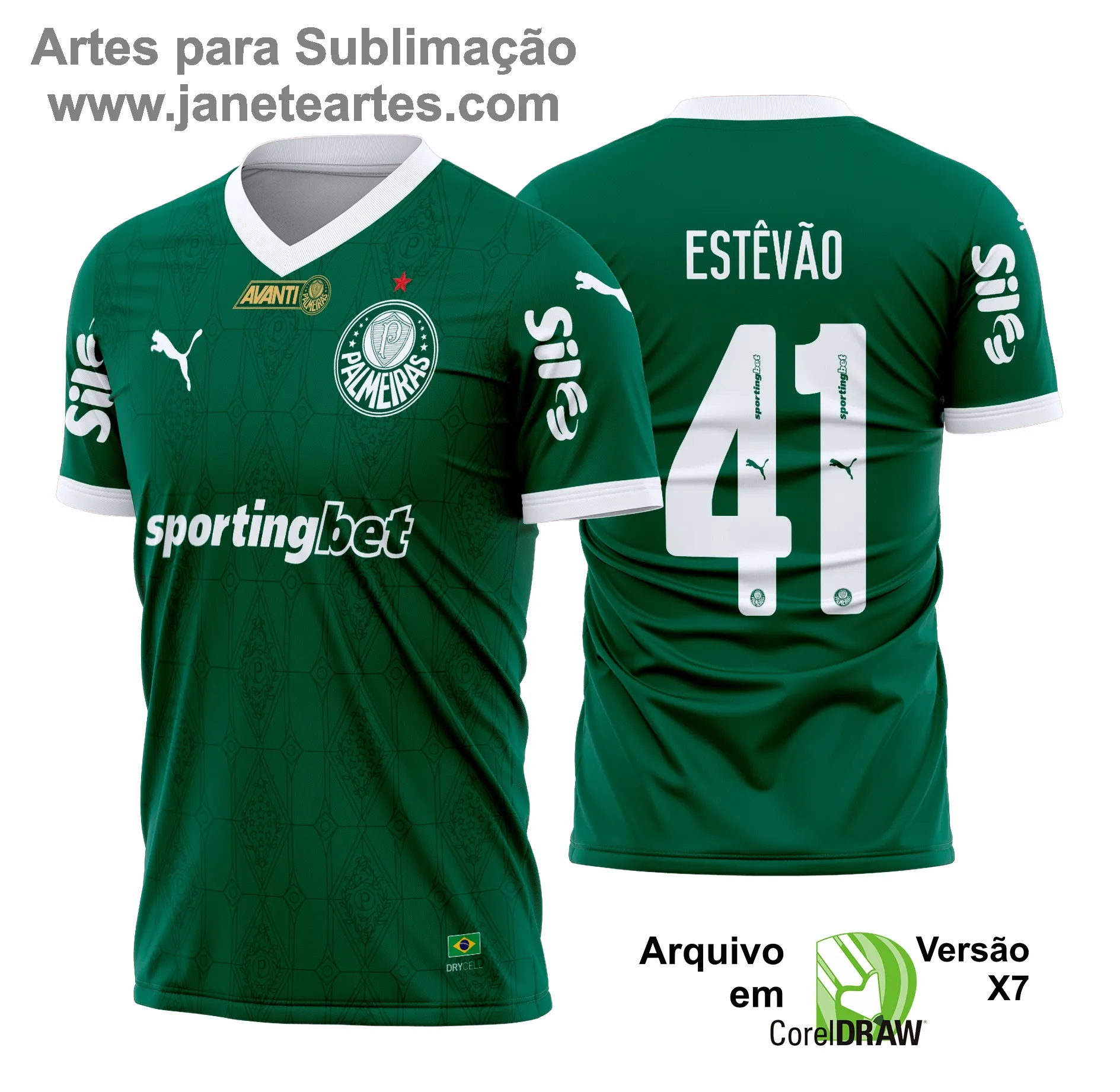 Arte Vetor Camisa Palmeiras Titular 2025 - 2026