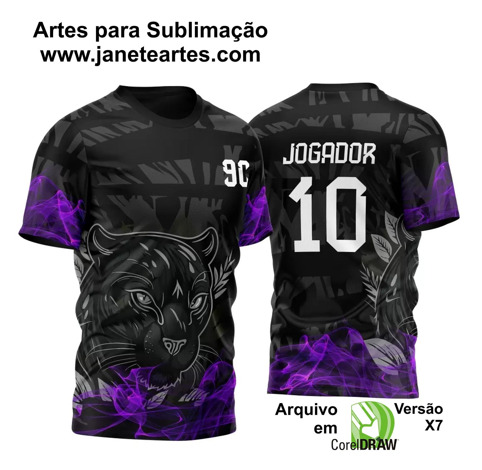 Arte Vetor Camisa de Interclasse Pantera Negra Roxa + Varias Cores