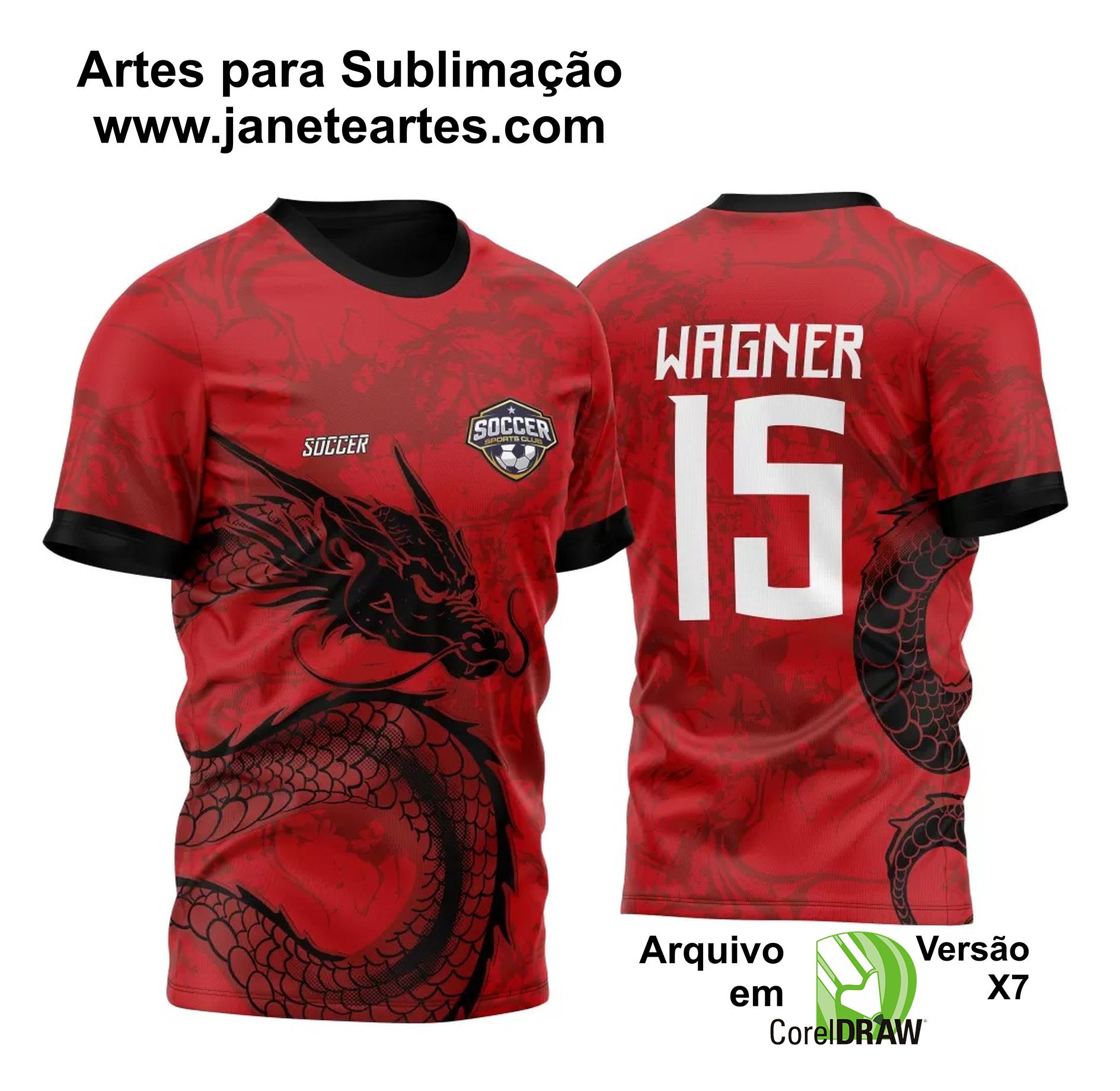 Arte Vetor Camisa Para Atlética Acadêmica e InterClasse Dragão Vermelho Modelo 04 2023