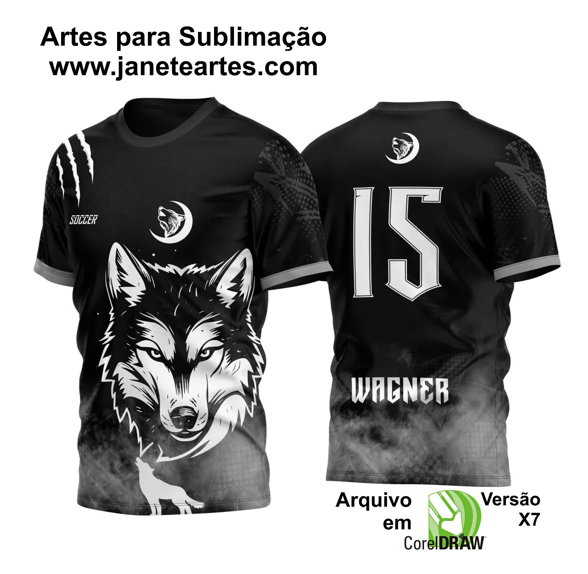 Arte Vetor Camisa Para Atlética Acadêmica e InterClasse Lobo da Lua Cheia M1 2023