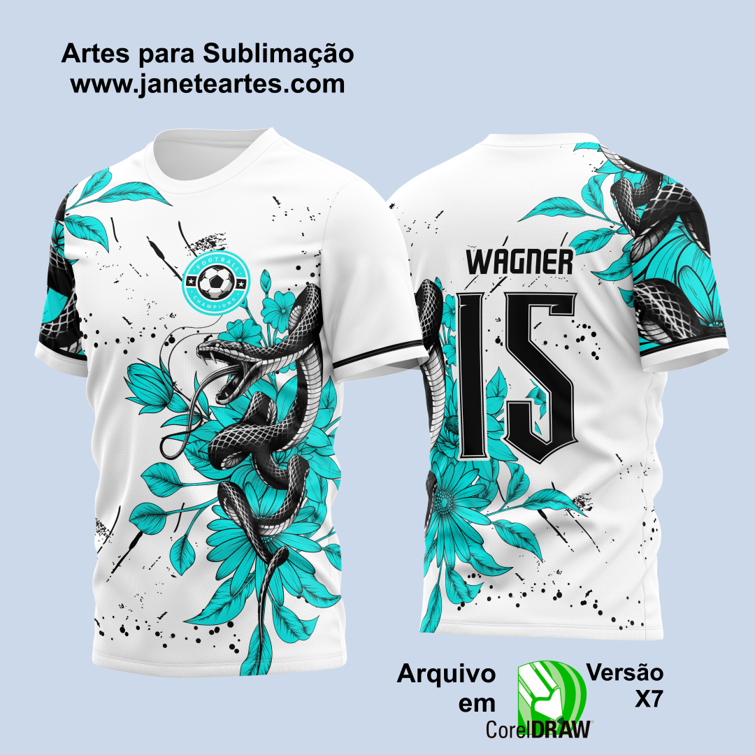 Arte Vetor Camisa Para InterClasse Cobra Serpente Floral Verde 2023