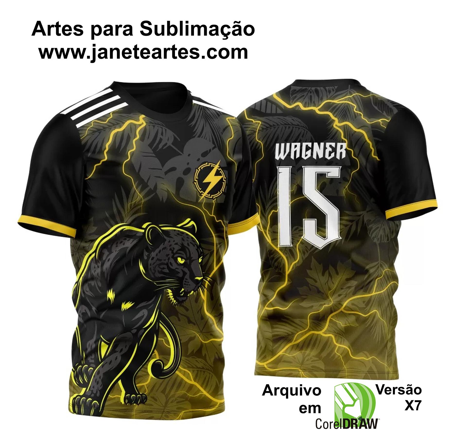 Arte Vetor Camisa Para InterClasse Pantera Negra Folhagens e Raios 2023