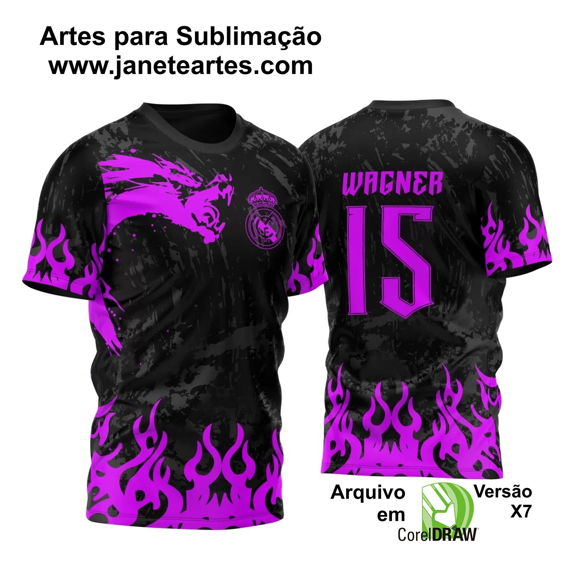 Arte Vetor Camisa Para InterClasse Real Madrid Pincel Dragão 2023 Rosa