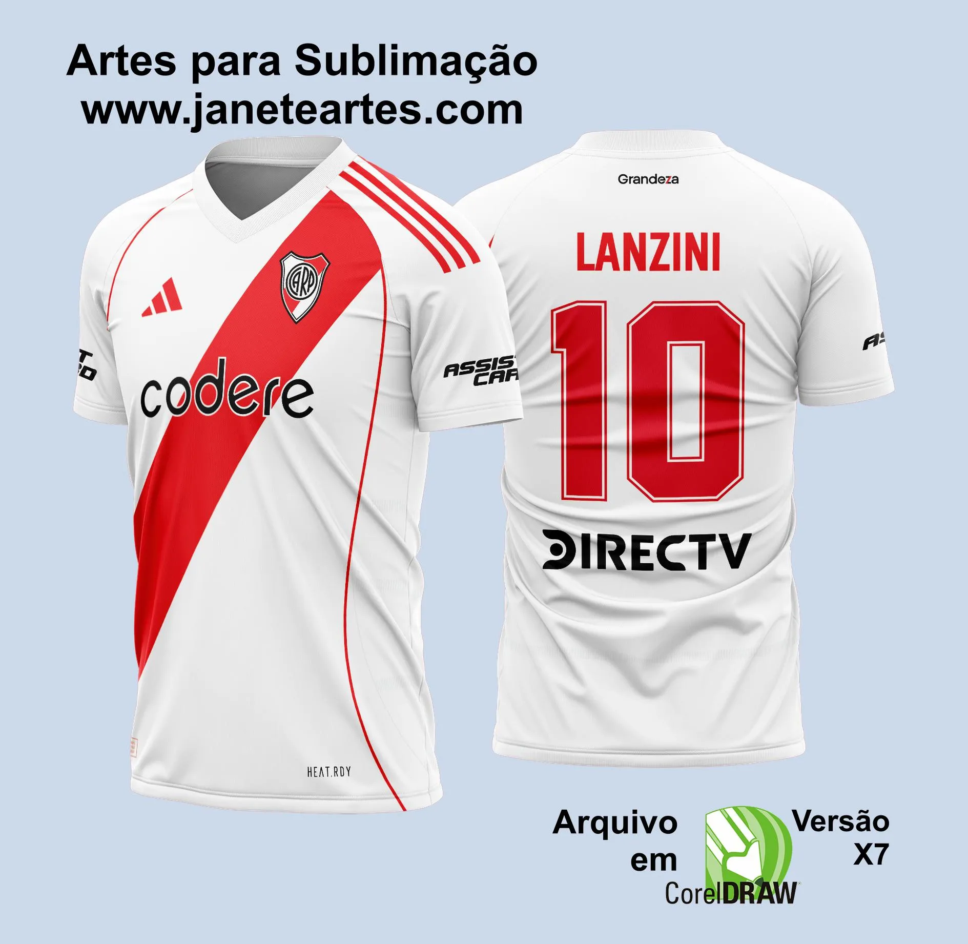 Arte Vetor Camisa River Plate Titular 2024 - 2025