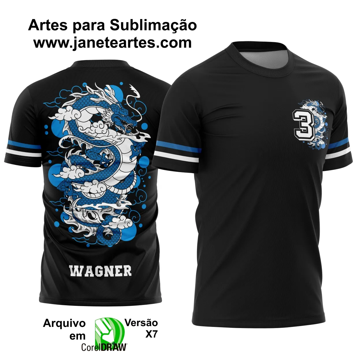 Arte Vetor Camisa Terceirão Dragão Azul