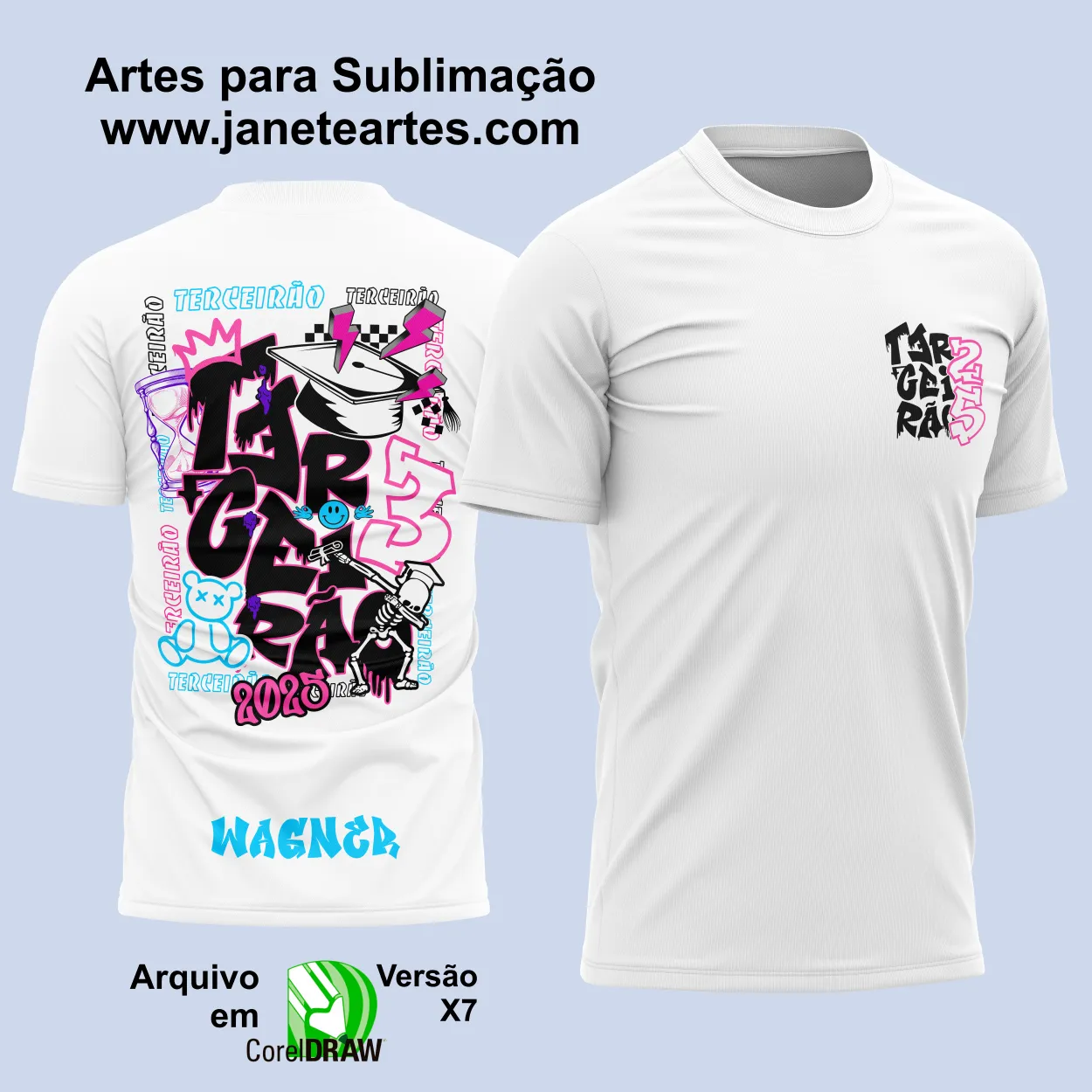 Arte Vetor Camisa Terceirão Graffiti de Rua 2025 Esqueleto