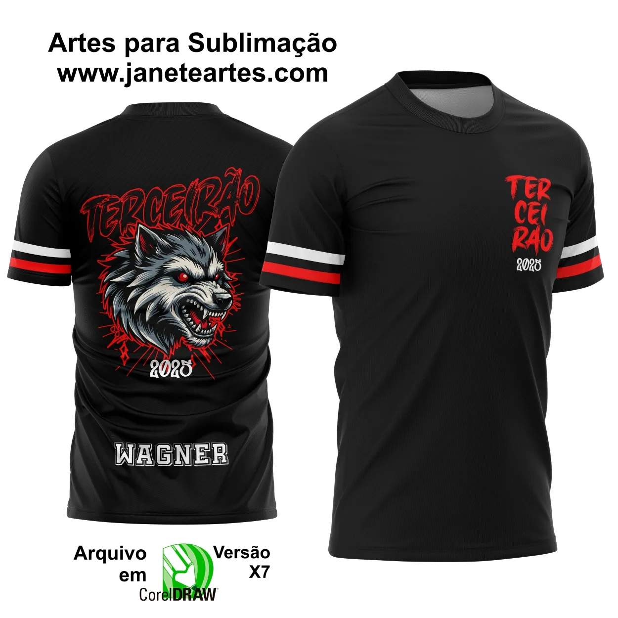 Arte Vetor Camisa Terceirão - Lobo Vermelho