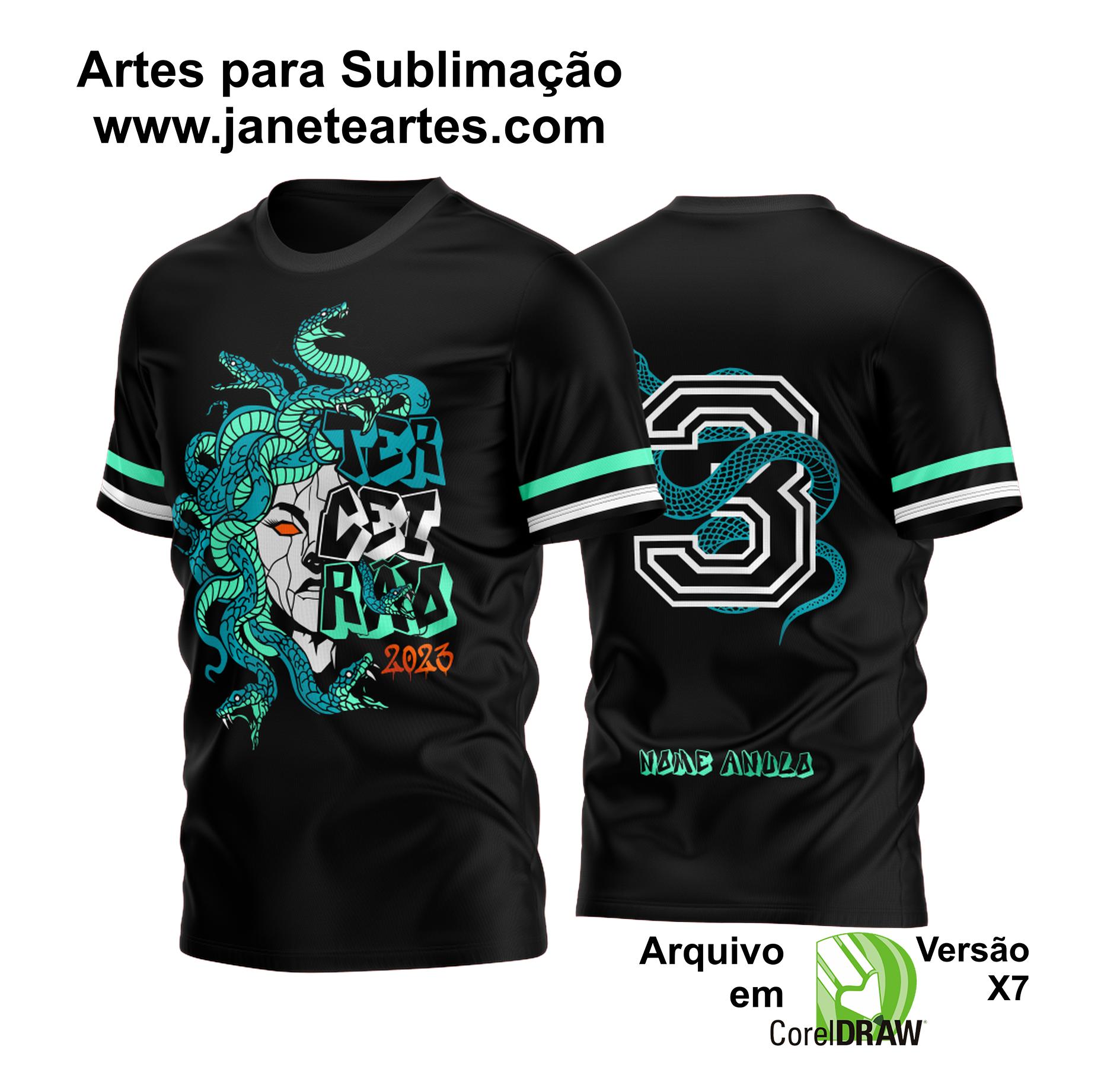 Arte Vetor Camisa Terceirão Medusa Pedra - Medusa Verde - Medusa Pedra