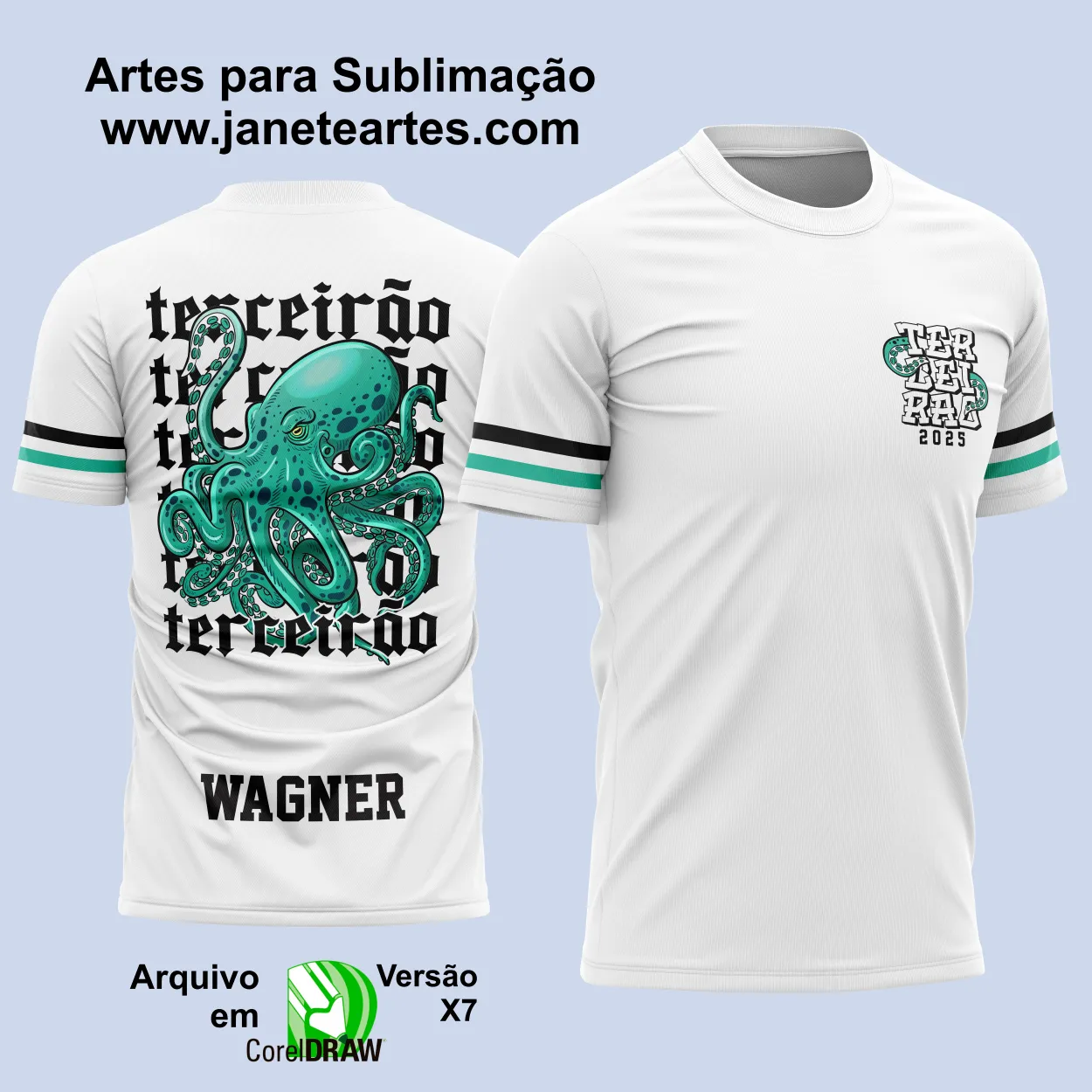 Arte Vetor Camisa Terceirão Polvo Verde