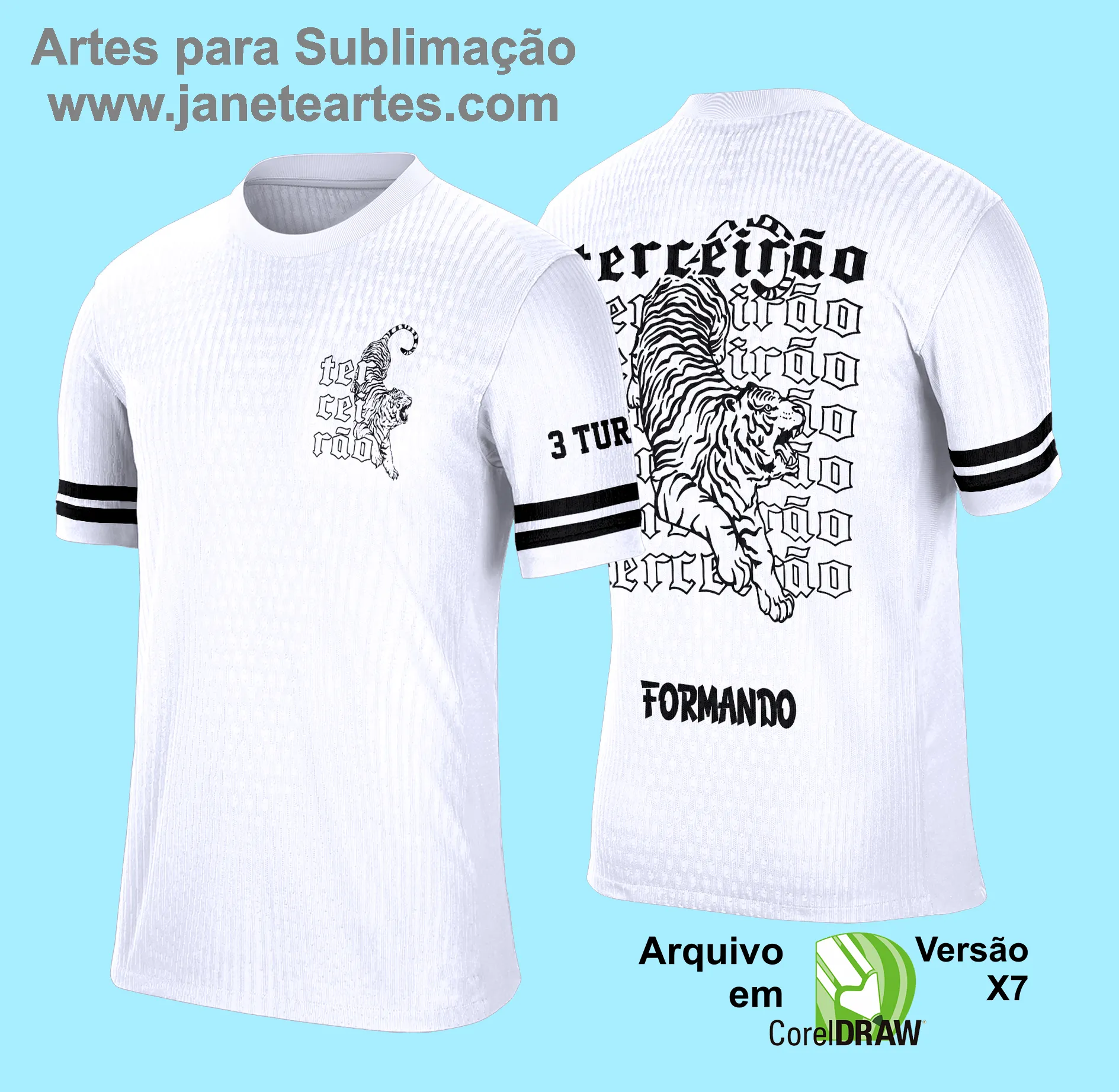 Arte Vetor Camisa Terceirão Tigre Branco 2025