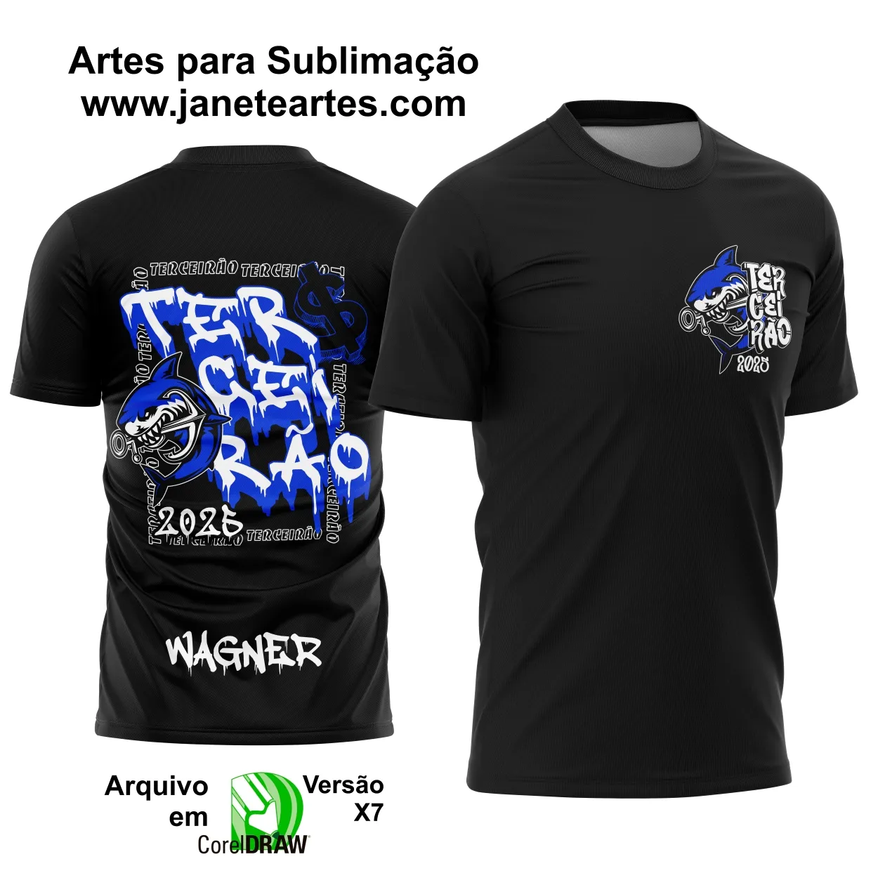 Arte Vetor Camisa Terceirão Tubarão Azul do Mar 2025