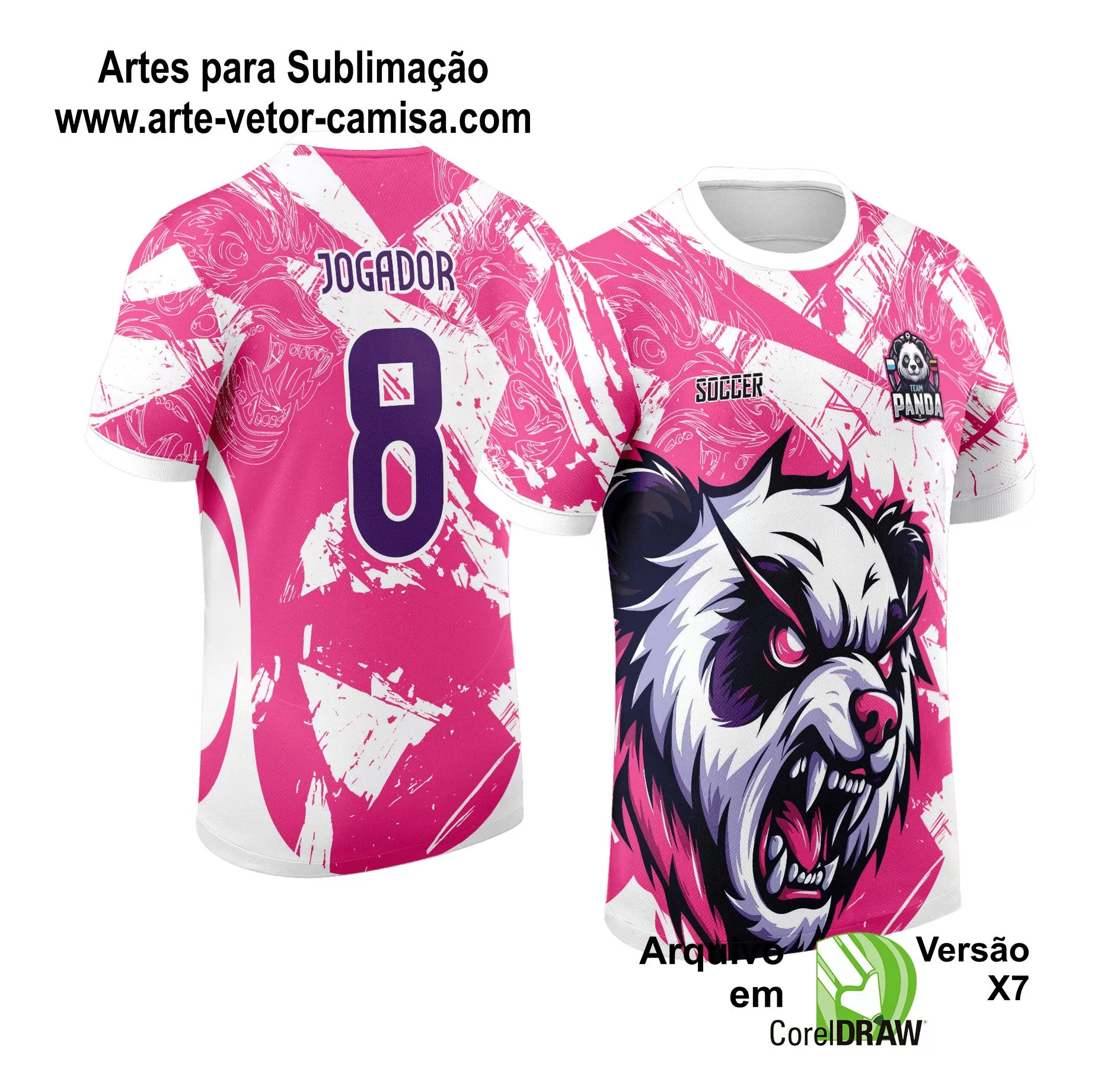 Arte Vetor Camisa de Interclasse 2024 - 2025 - Panda Rosa