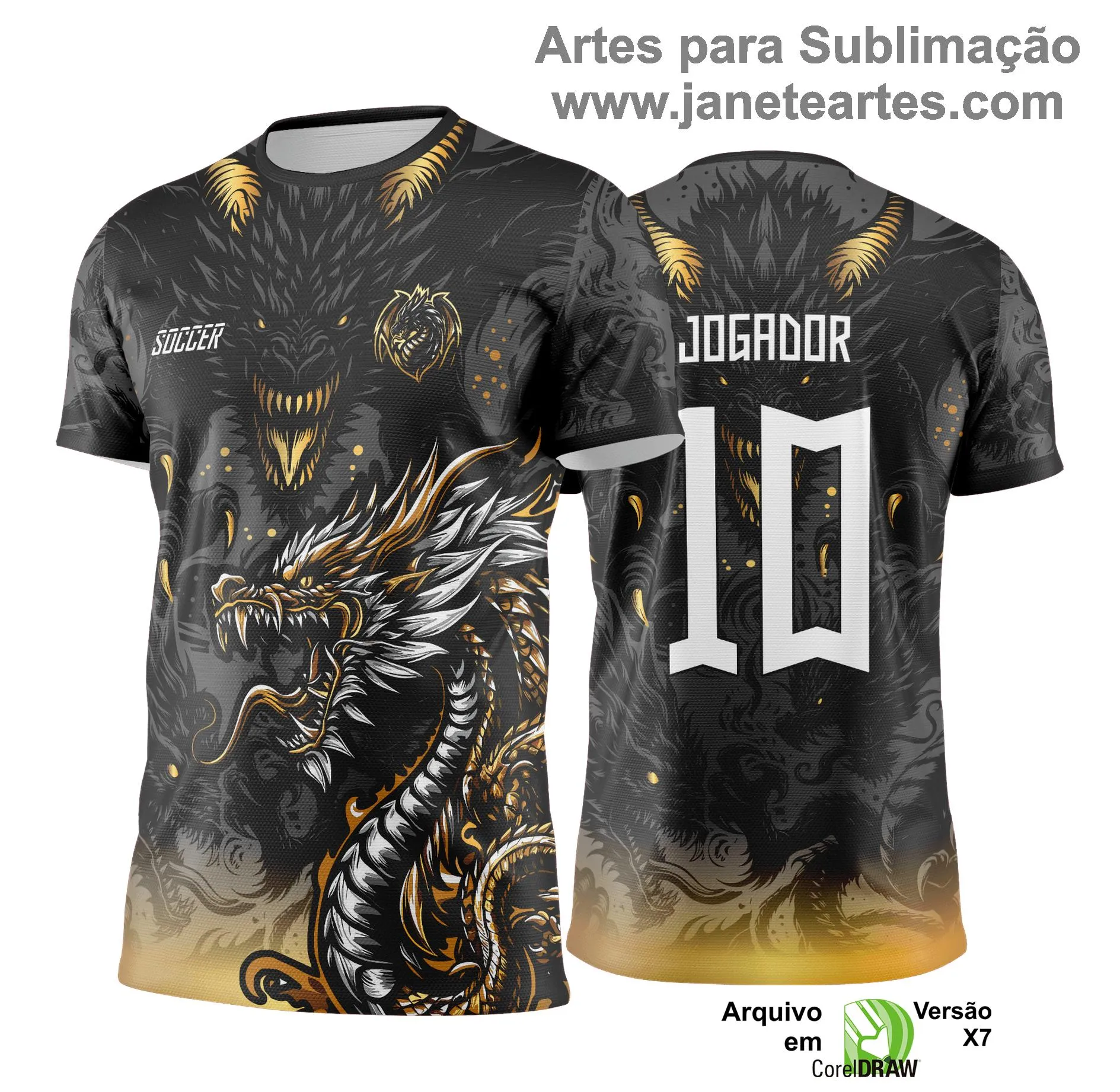 Arte Vetor Camisa de Interclasse Dragão Negro -  Jogos Internos 2024 - 2025