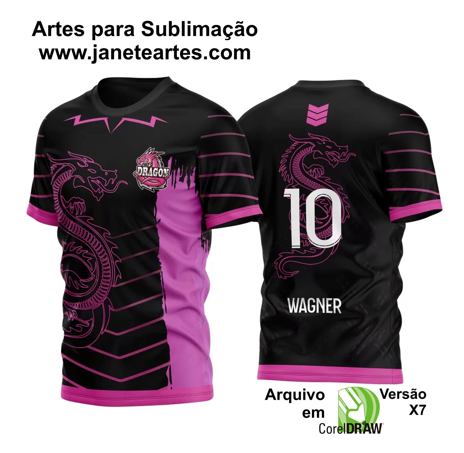 Arte Vetor Camisa de Interclasse Dragão Rosa Sublimação