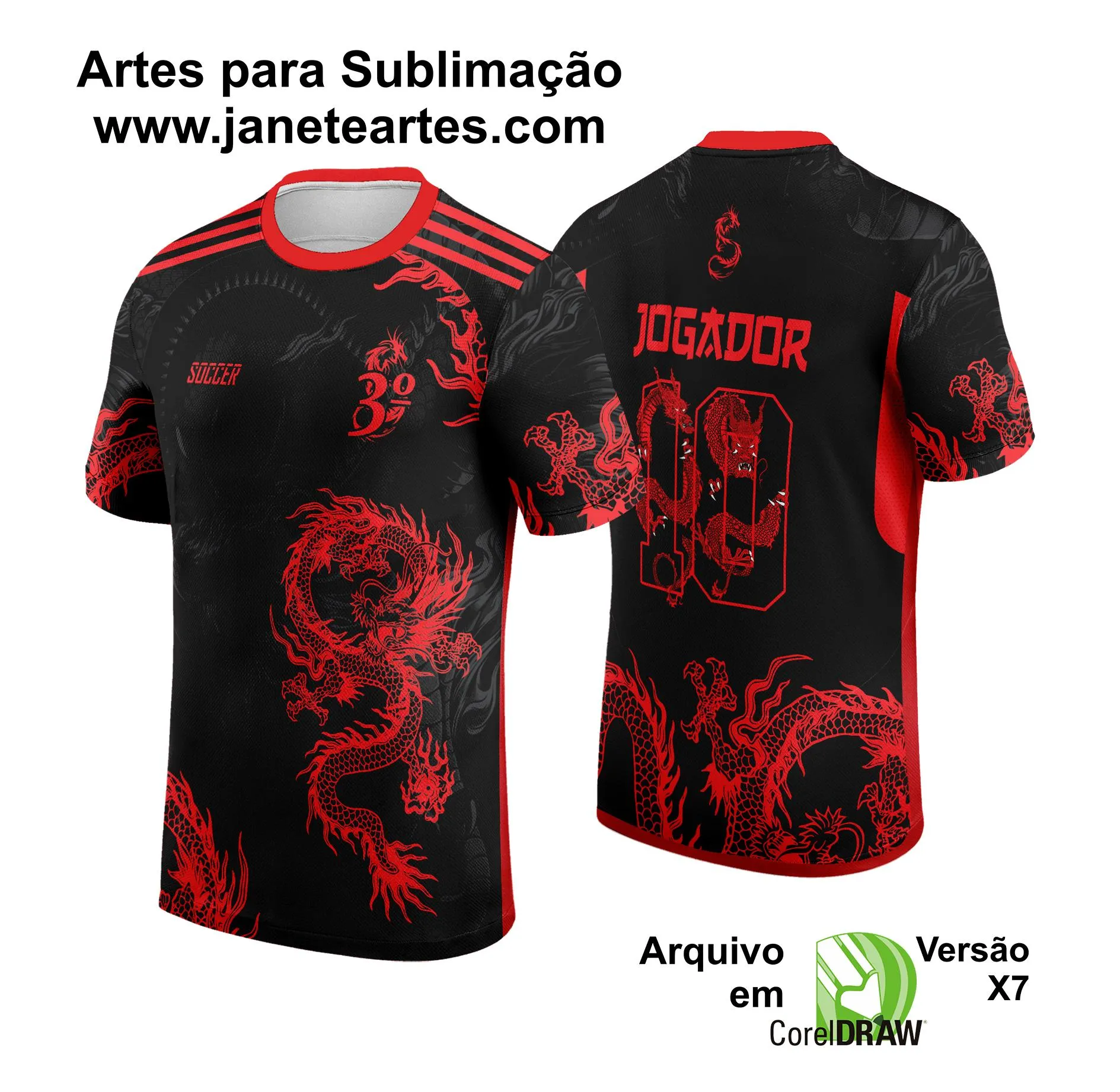 Arte Vetor Camisa de Interclasse Dragão Vermelho 2024 - 2025