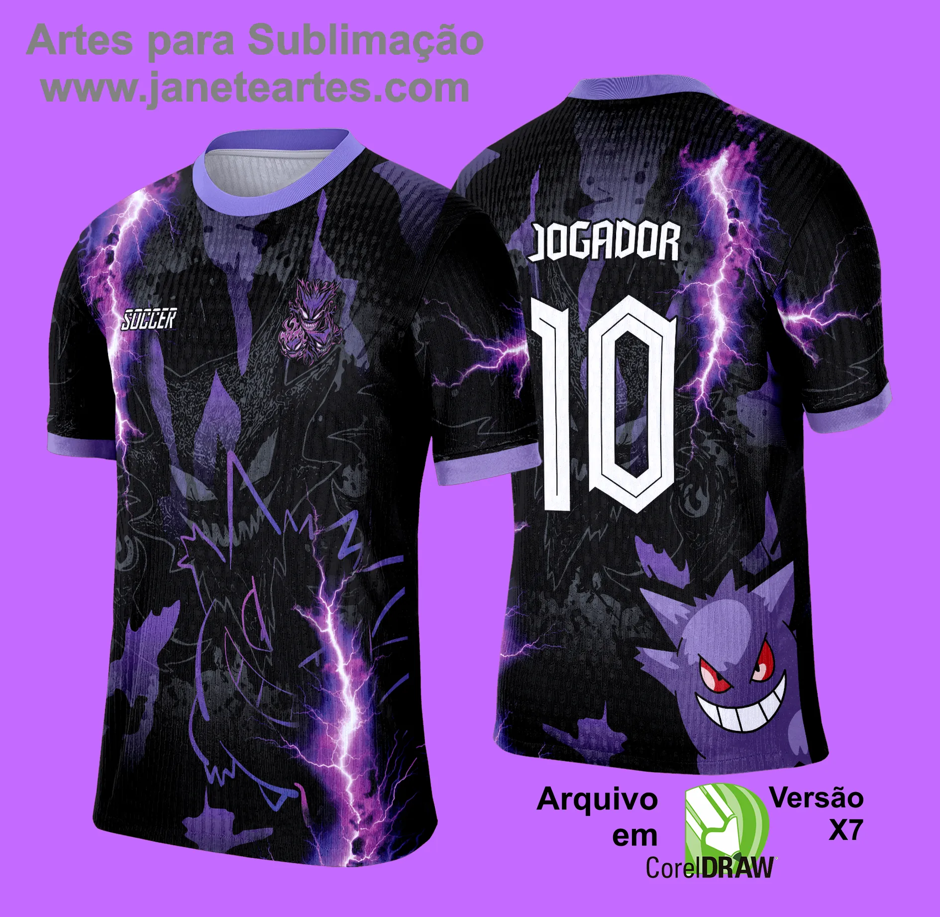 Arte Vetor Camisa de Interclasse Escolar 2025: Pokemon Gengar