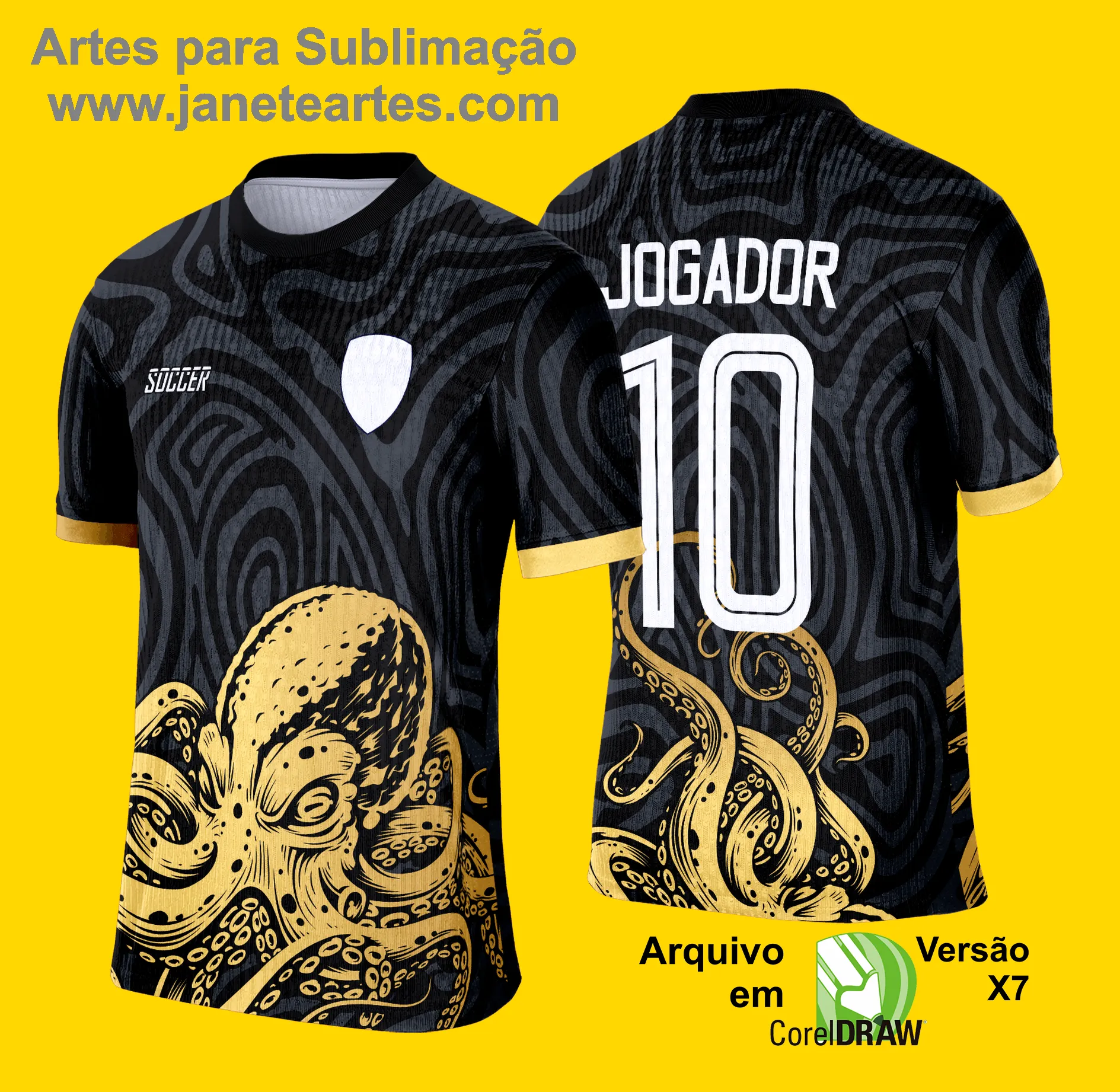 Arte Vetor Camisa de Interclasse Escolar 2025: Polvo Dourado