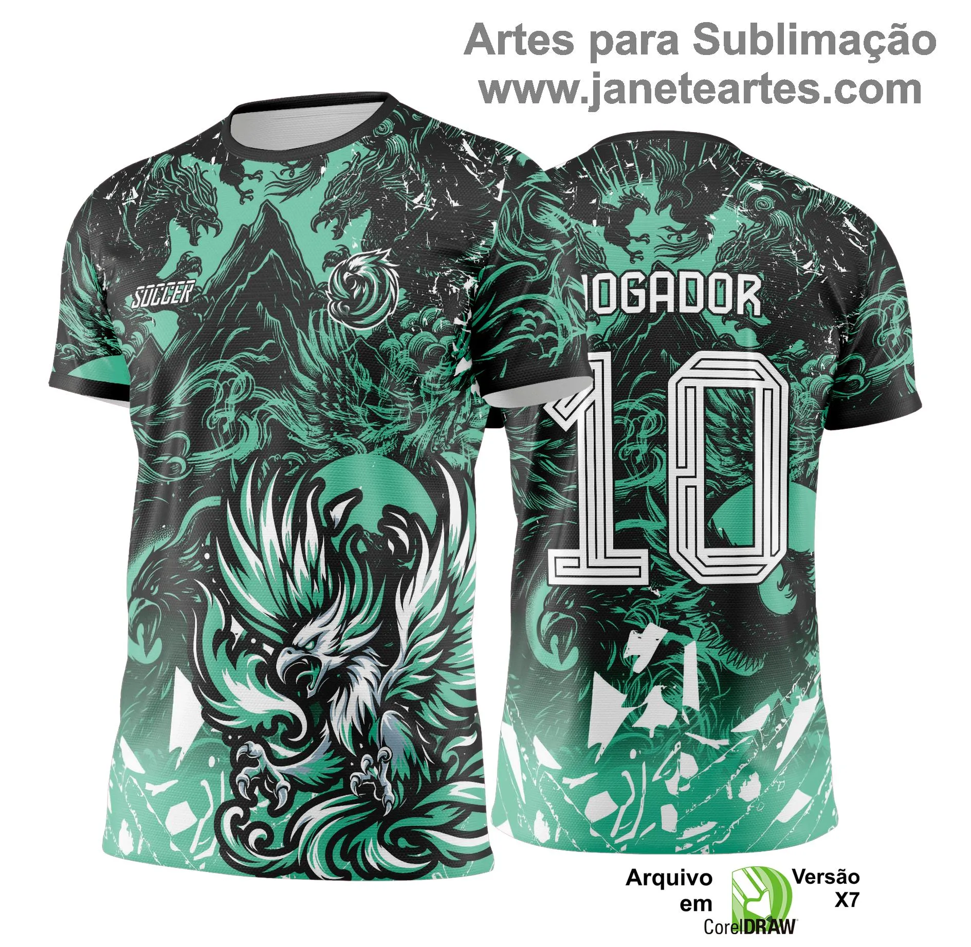 Arte Vetor Camisa de Interclasse Fênix Verde -  Jogos Internos 2024 - 2025