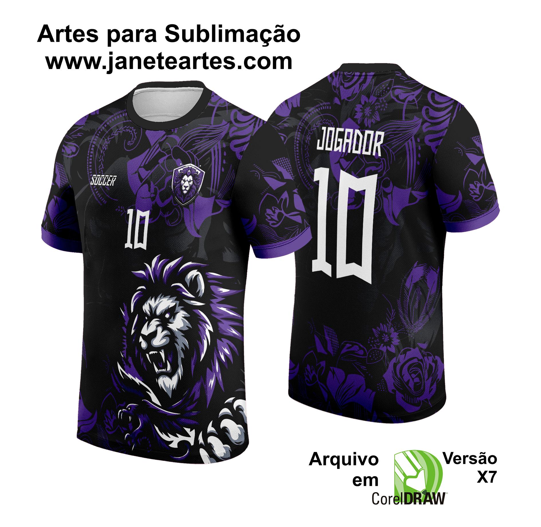 Arte Vetor Camisa de Interclasse Leão Roxo Floral 2024 - 2025