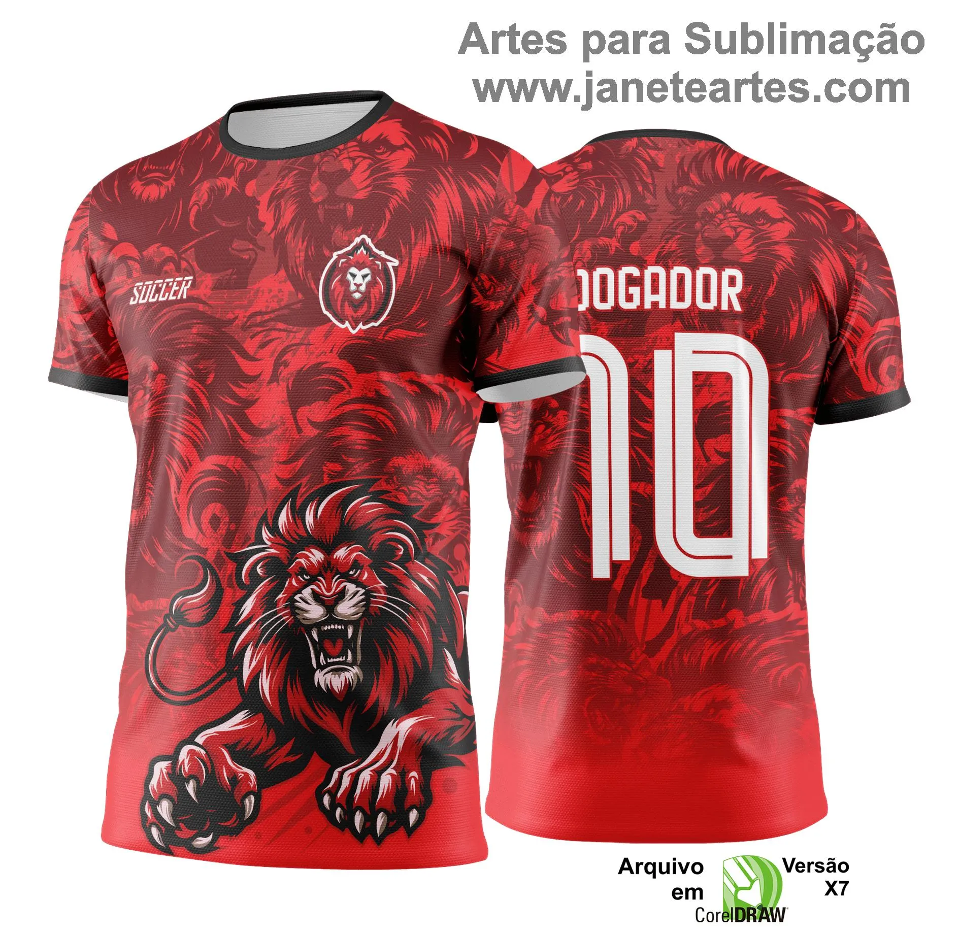 Arte Vetor Camisa de Interclasse Leão Vermelho -  Jogos Internos 2024 - 2025