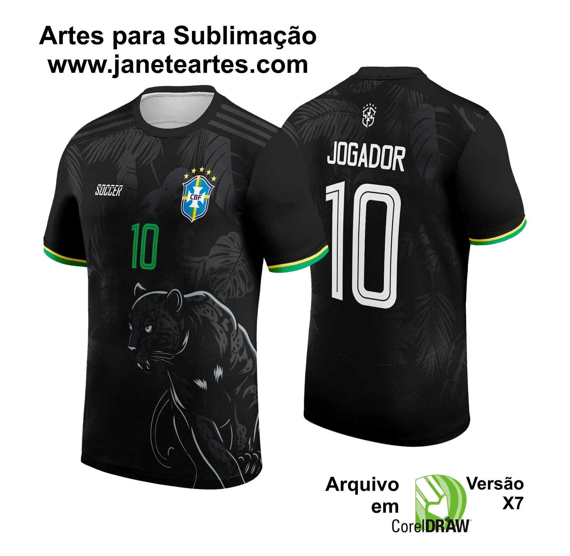 Arte Vetor Camisa de Interclasse Pantera Negra Brasil 2024 - 2025