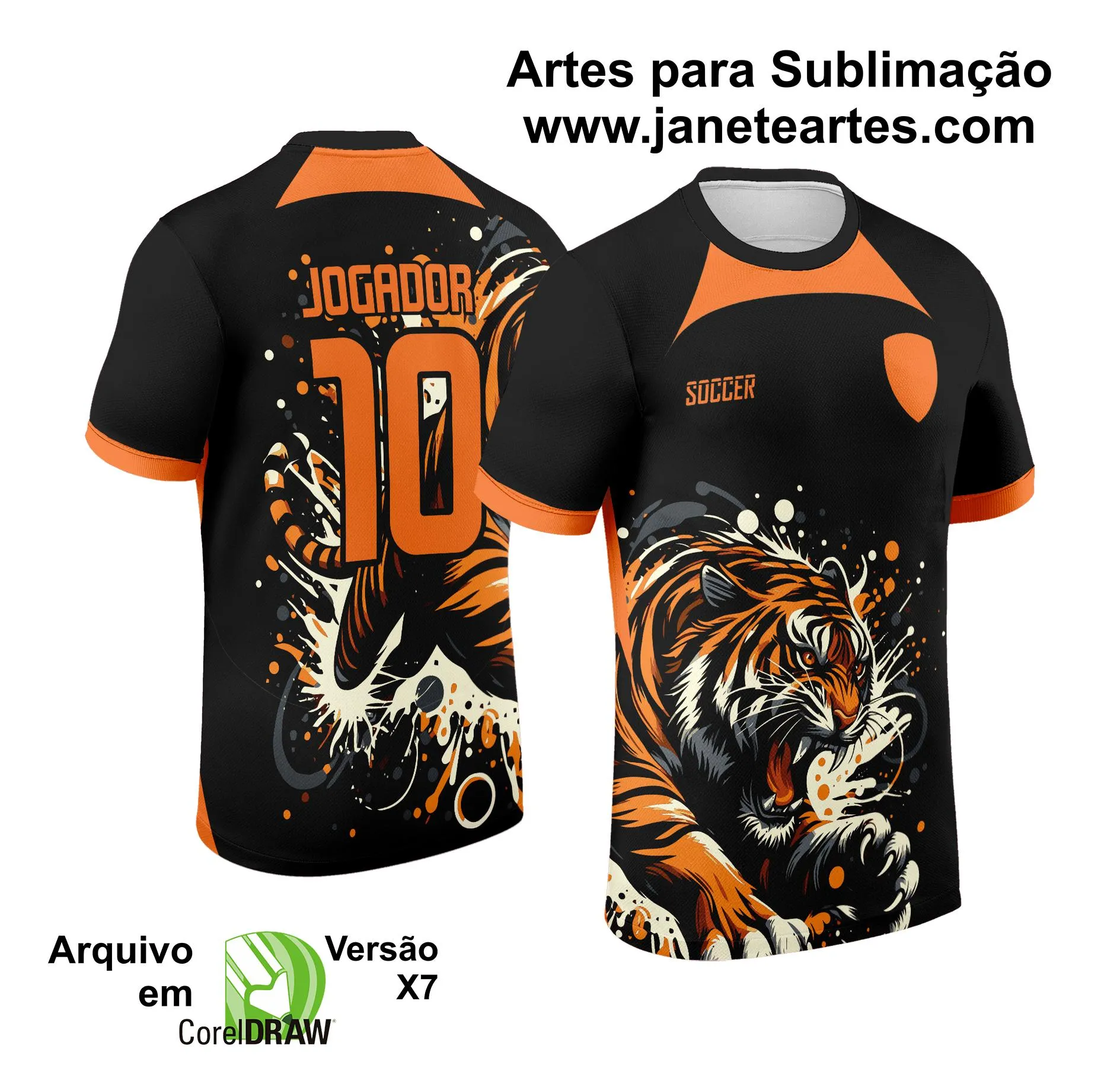 Arte Vetor Camisa de Interclasse Tigre Laranja 2024 - 2025