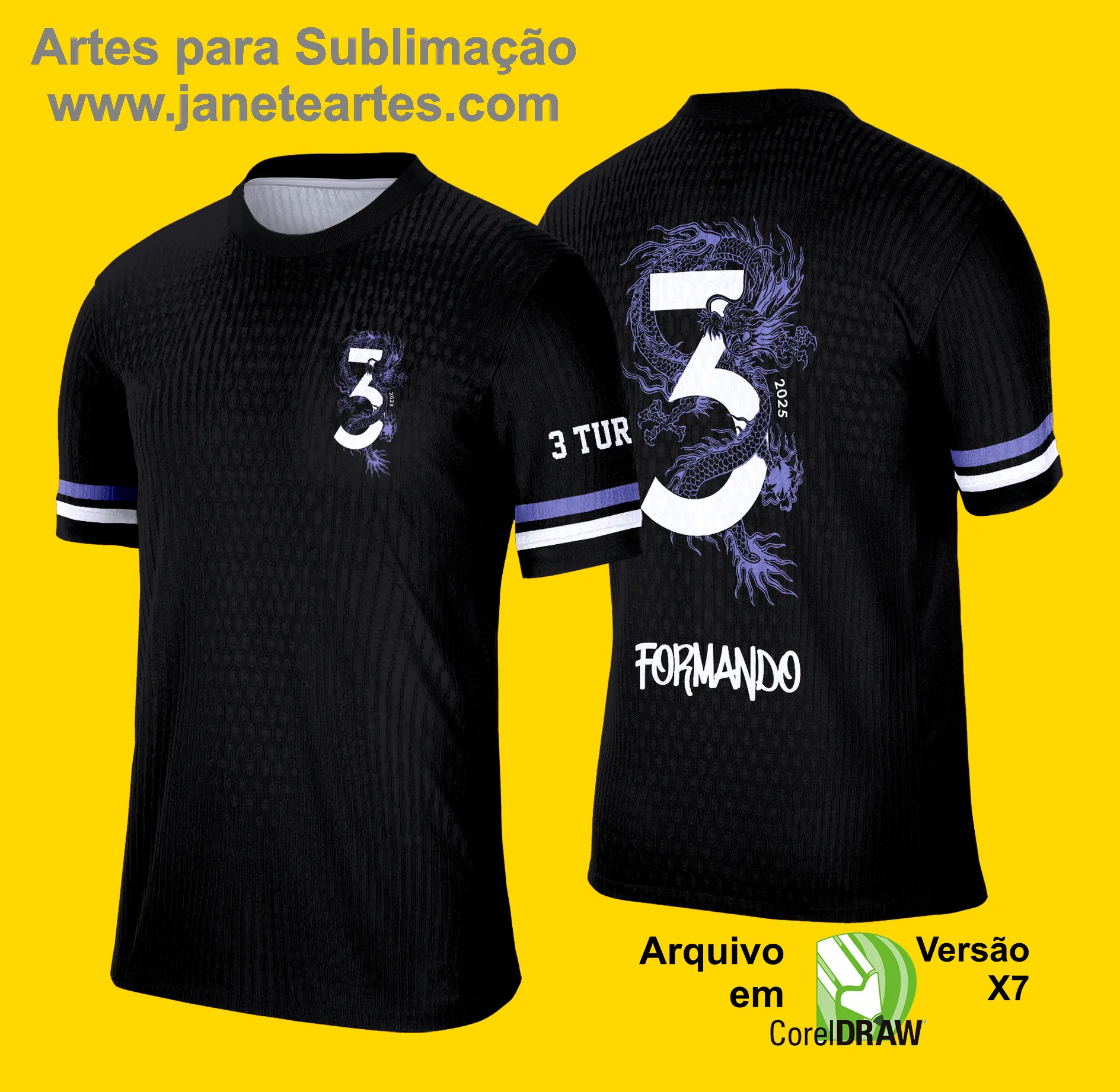 Arte Vetor Camisa de Terceirão 2025: 3 Dragão