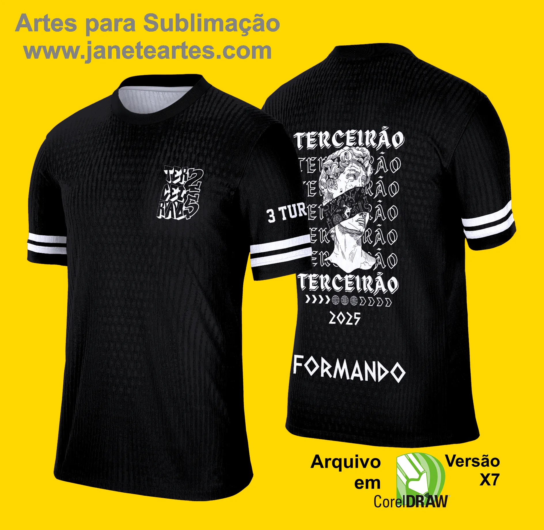 Arte Vetor Camisa de Terceirão 2025: Estátua