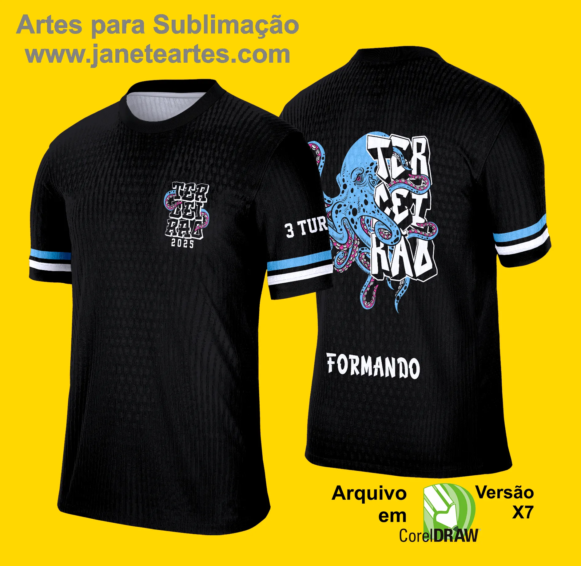 Arte Vetor Camisa de Terceirão 2025: Grafitte Polvo Azul