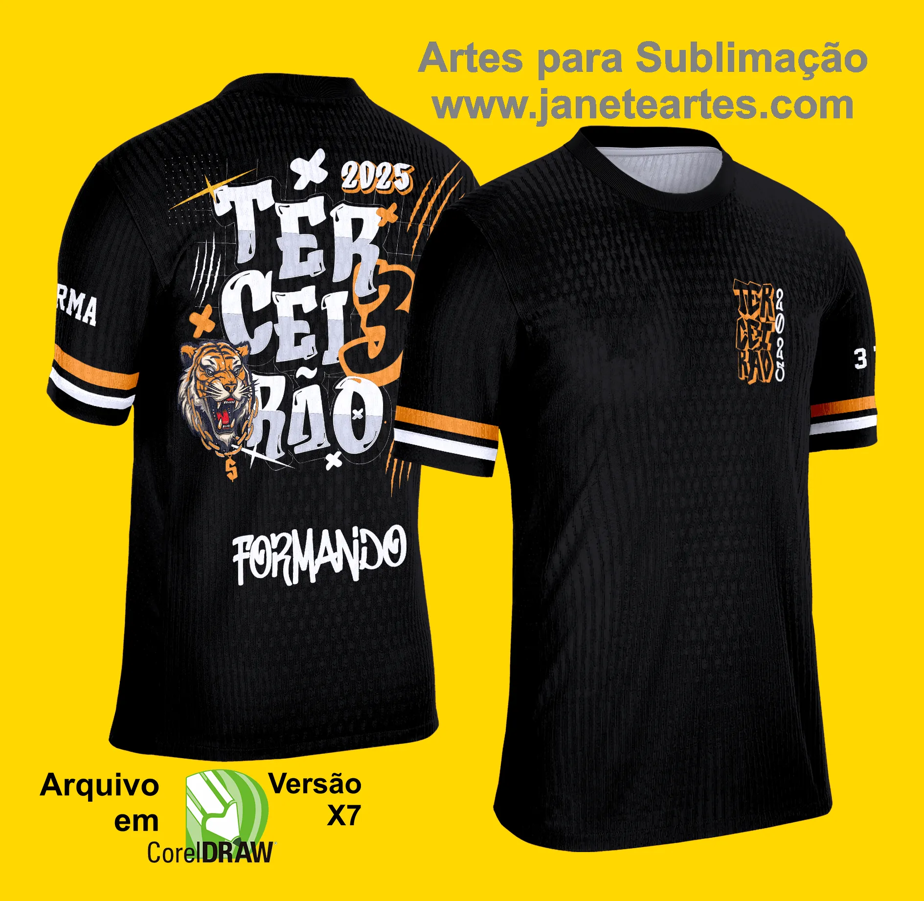 Arte Vetor Camisa de Terceirão 2025: Grafitte Tigre Laranja