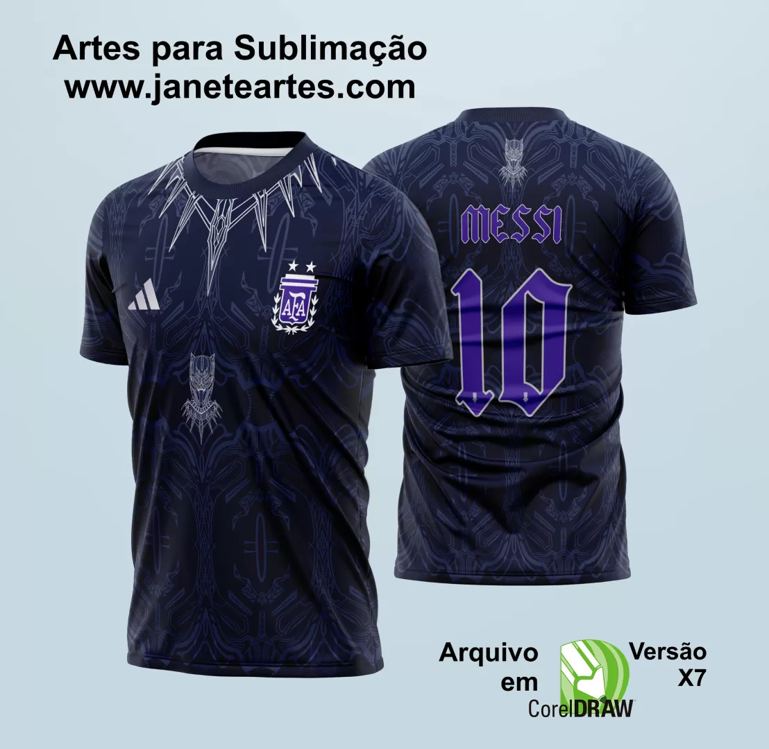Arte Vetor Estampa Camisa Argentina Edition Black Panther 2022