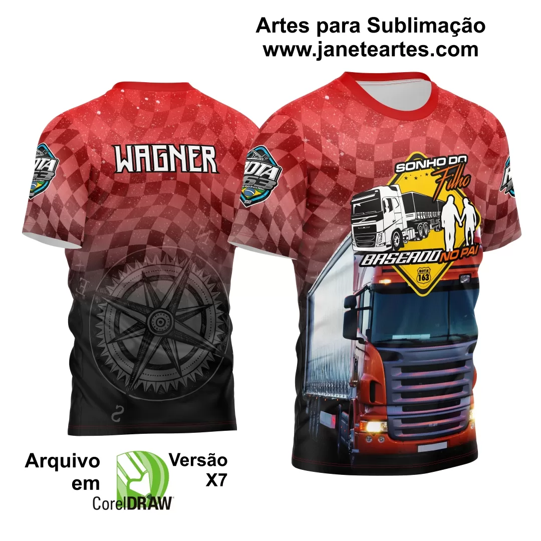 Arte Vetor Estampa Camisa Caminhão da Estrada Rota 2024 Modelo 02