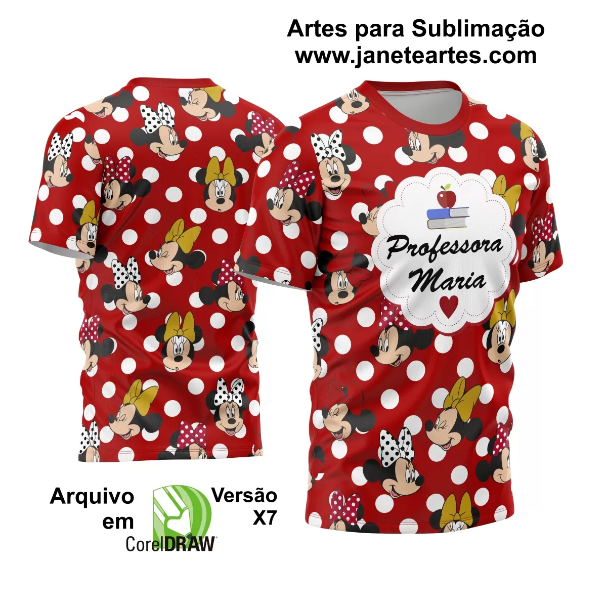 Arte Vetor Estampa Camisa Professora Minnie 2024 Modelo 03