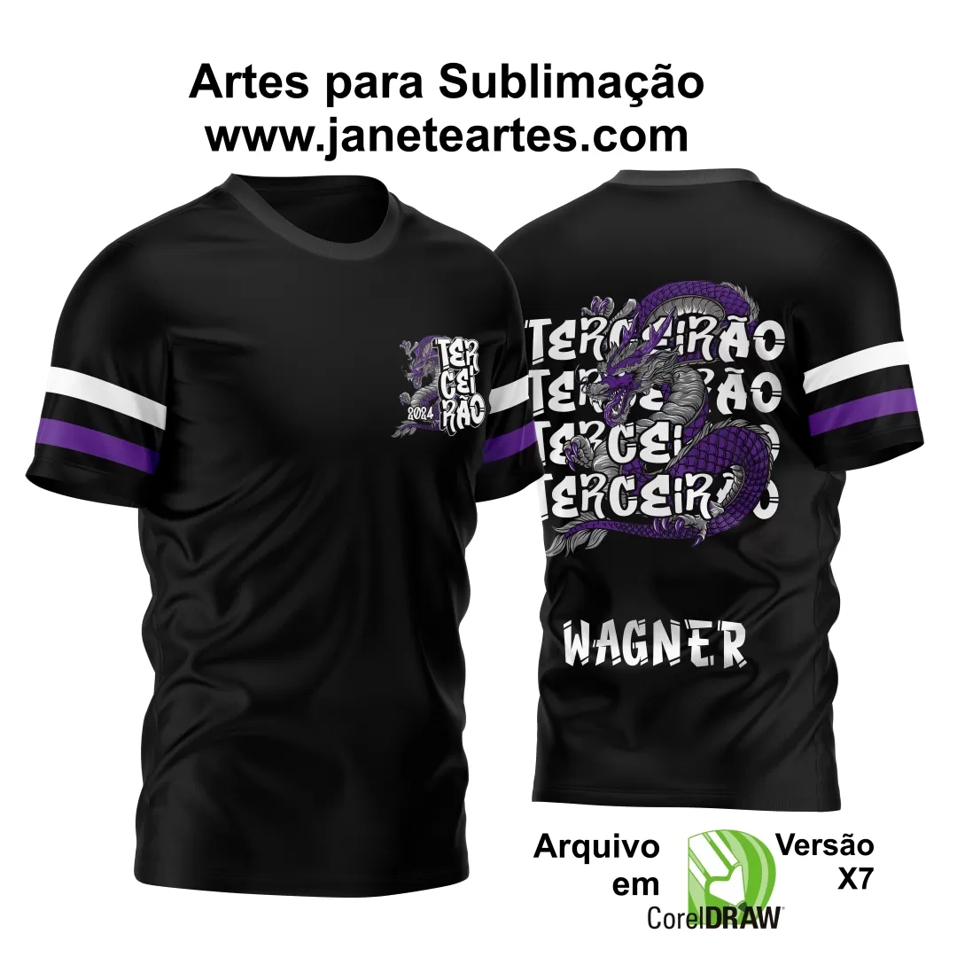 Arte Vetor Estampa Camisa TERCEIRÃO Dragão 2024 Modelo 02