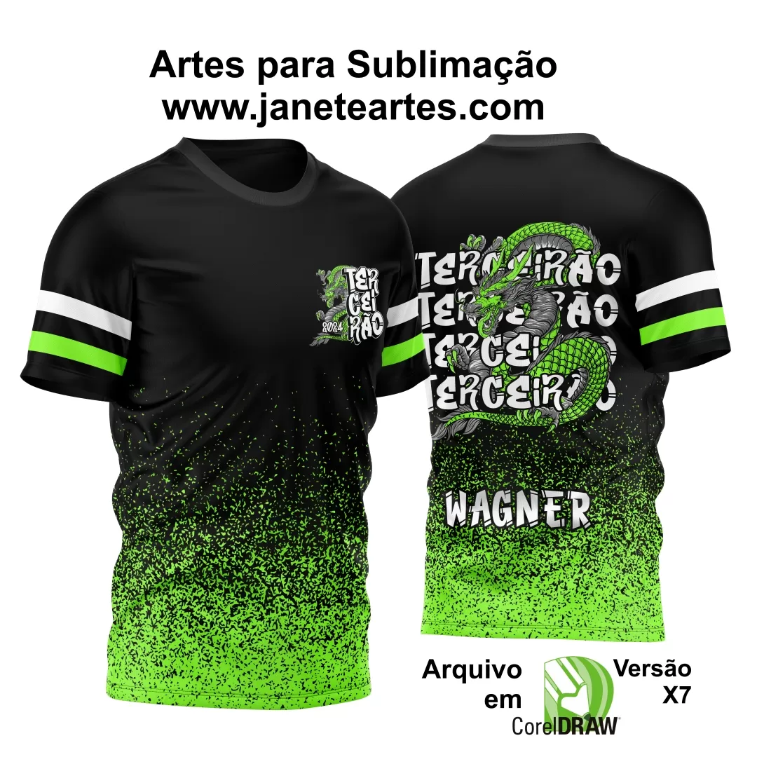 Arte Vetor Estampa Camisa TERCEIRÃO Dragão 2024 Modelo 04