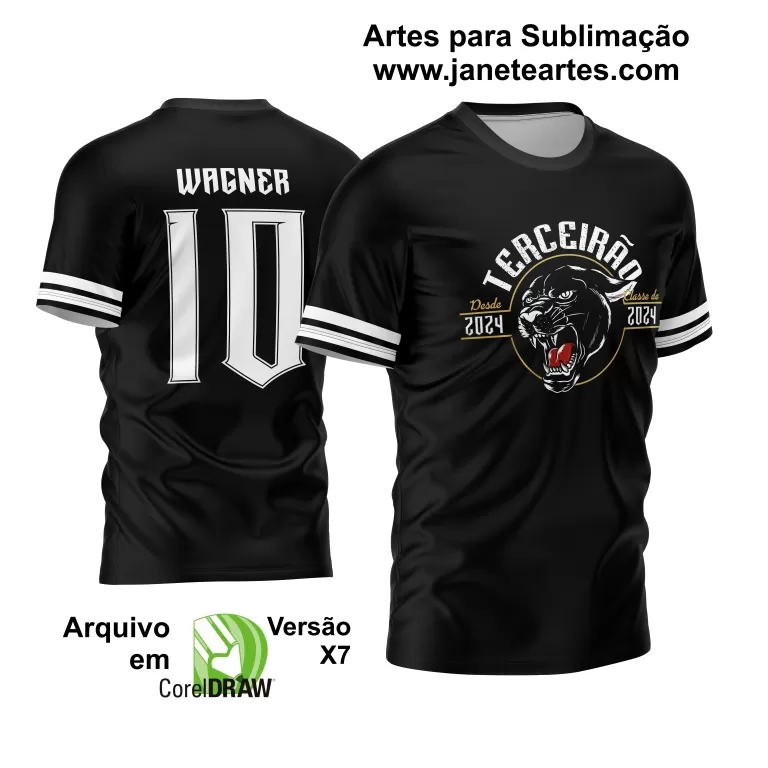 Arte Vetor Estampa Camisa Terceirão 2024 - Pantera Negra Modelo 04