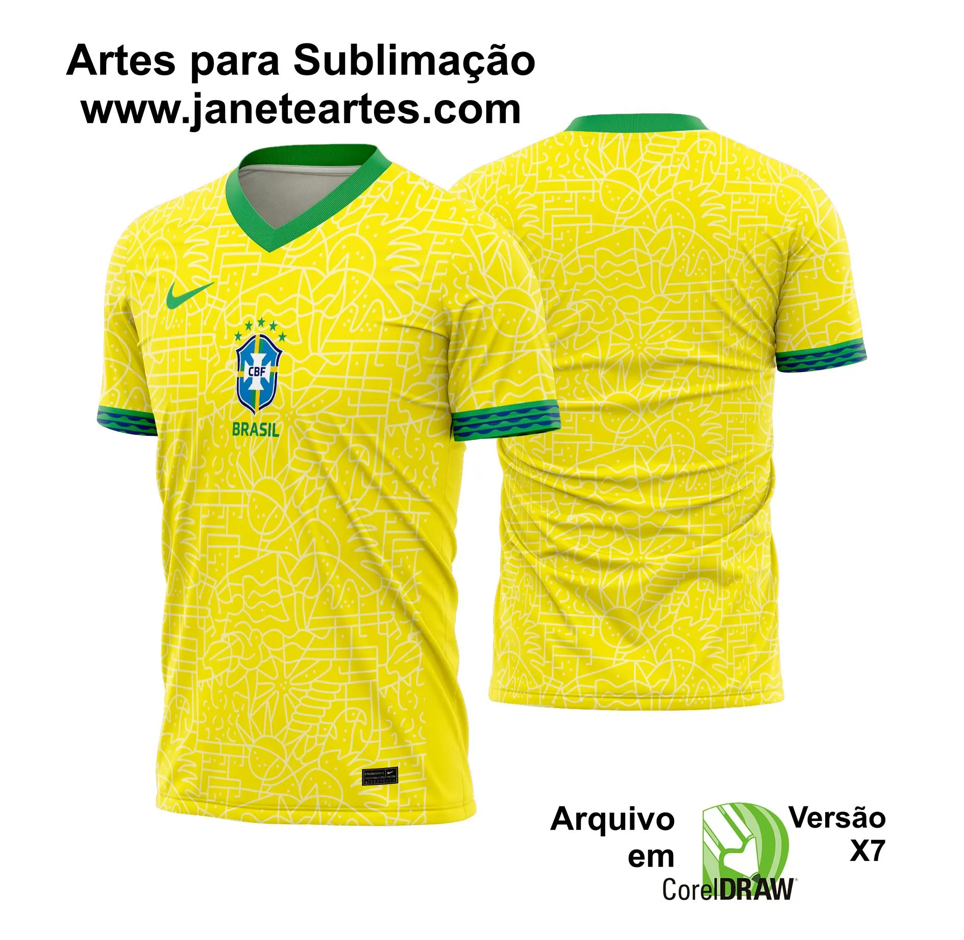 Arte Vetor Estampa Template Camisa Brasil Titular 2024 - 2025
