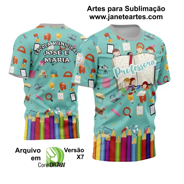Arte Vetor Estampa Template Camisa Professora - Professor 2024 Modelo 25