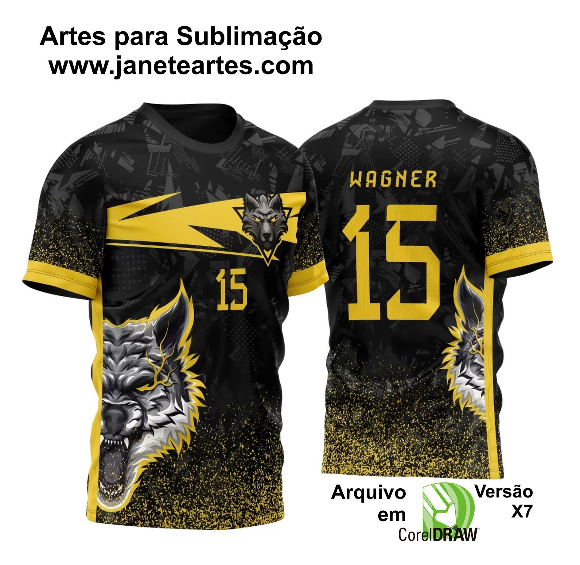 Arte Vetor Template Camisa de InterClasse Lobo Alfa Preto e Amarelo